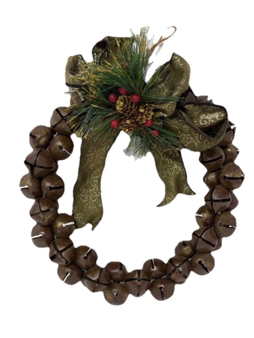 Large Rustic Metal Jingle Bell Wreath Farmhouse Christmas Door Decor
